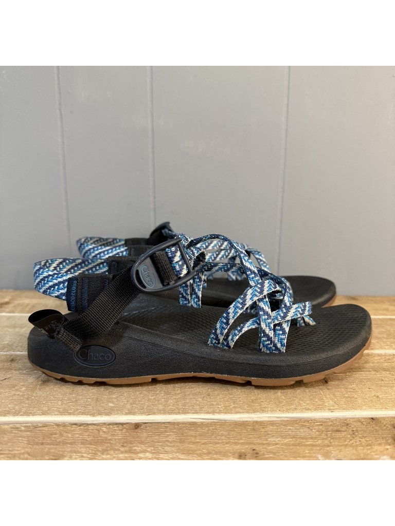 Chaco Womens Z/Cloud Sandals Adjustable Straps Black/Blue Pattern Size 8